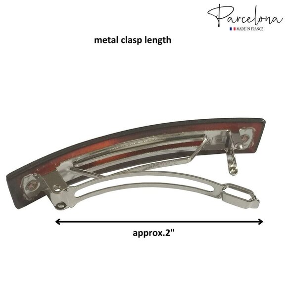French Hair Clips Set of 2 Black Shell Brown Celluloid Strong Hold Barrette main image 6
